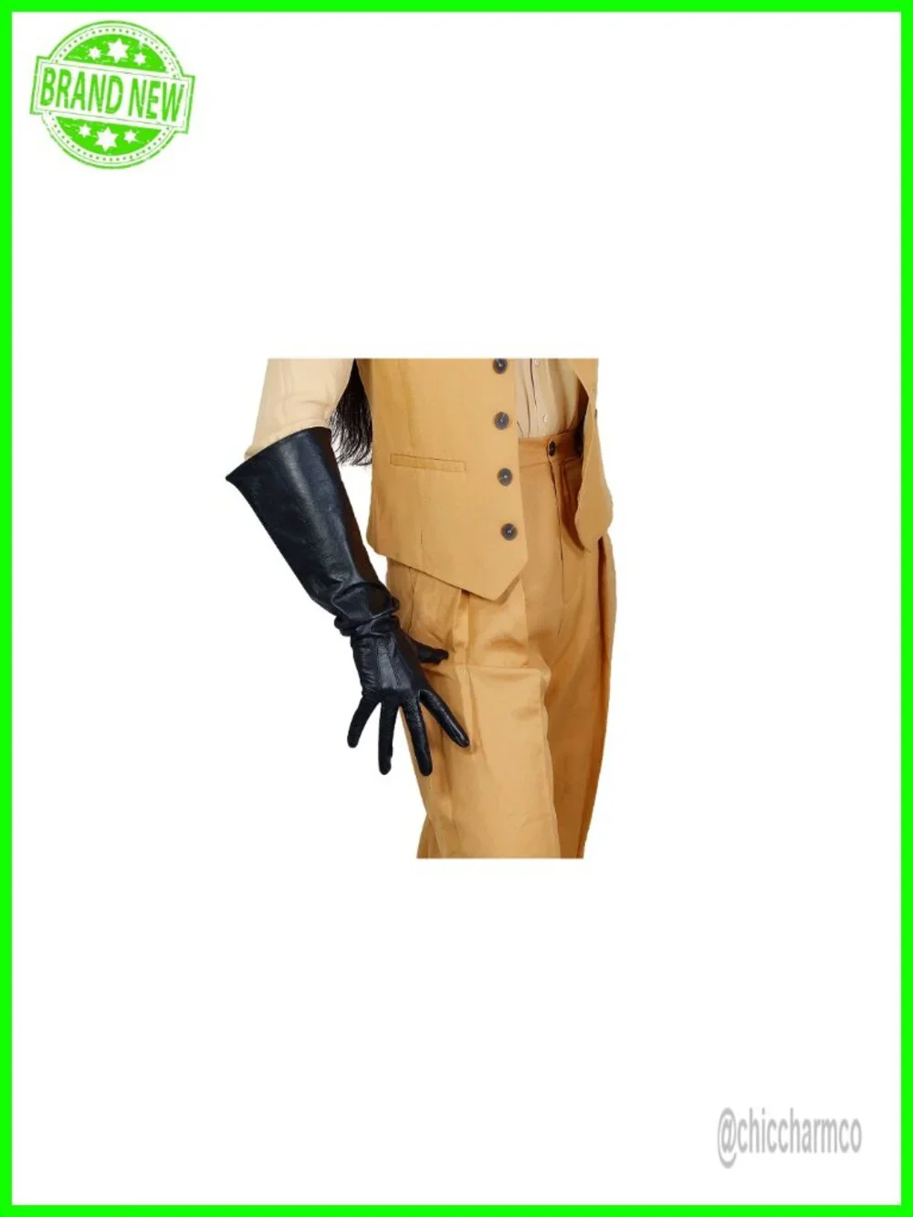 Elbow-Length Wide PUFF Gloves Faux Leather Unisex Costume Dance Party